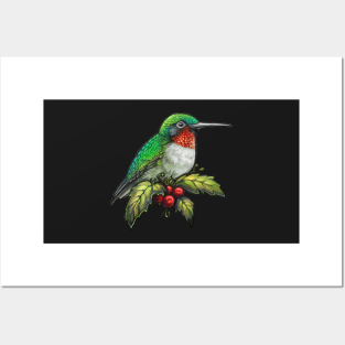 Holiday Bird Ruby Hummingbird Posters and Art